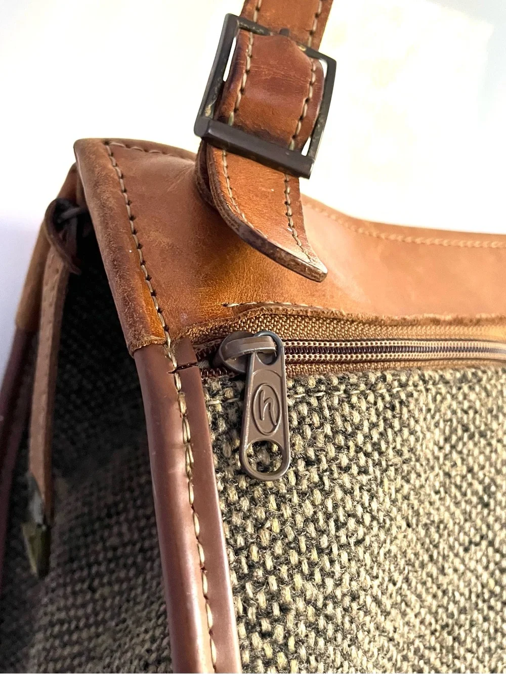 Hartmann Vintage Tweed Leather Overnight Carry-On Shoulder Bag